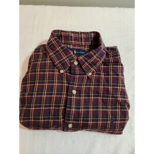 Ralph Lauren Shirt Mens Large Purple Plaid Pony Long Sleeve Preppy Cotton